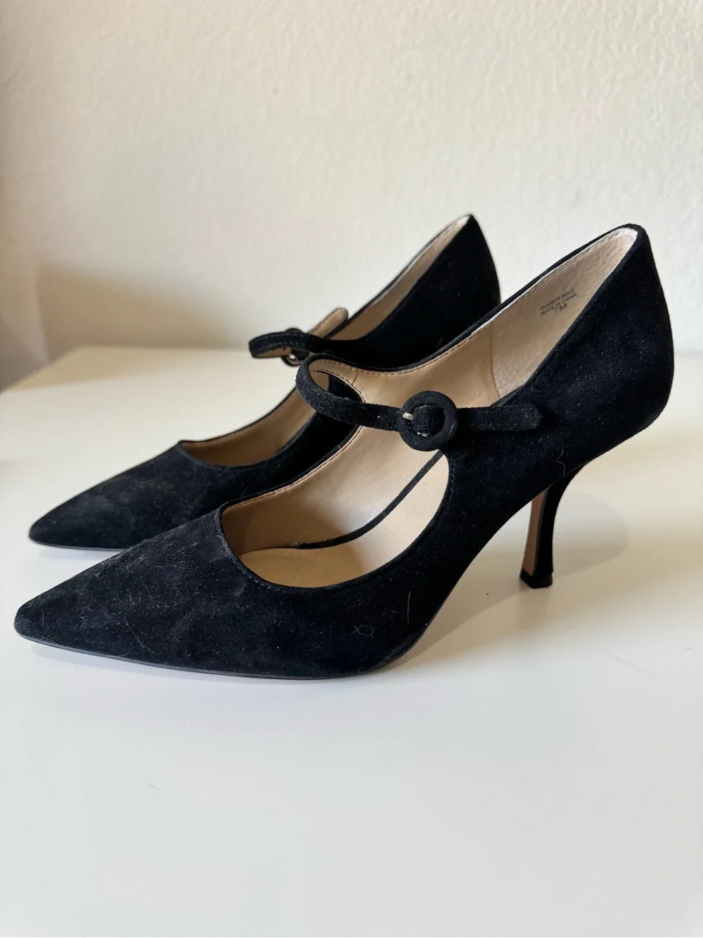 Ann Taylor Classic Black Suede Mary Jane High Heel Pumps Size 7